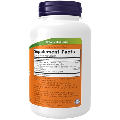 NOW Foods Ginkgo Biloba 120 mg, 200 Veg Capsules — Ginkgo Biloba Supplements - image 2