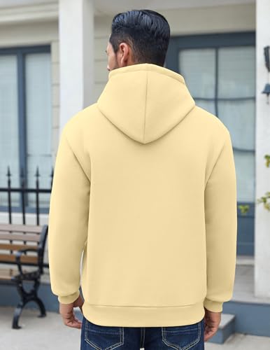 COOFANDY Hoodie Herren Kapuzenpullover Fleece Kapuzenpulli Baumwolle Sweatshirt mit Kapuze Basic Winter Hoodies für Männer Khaki L