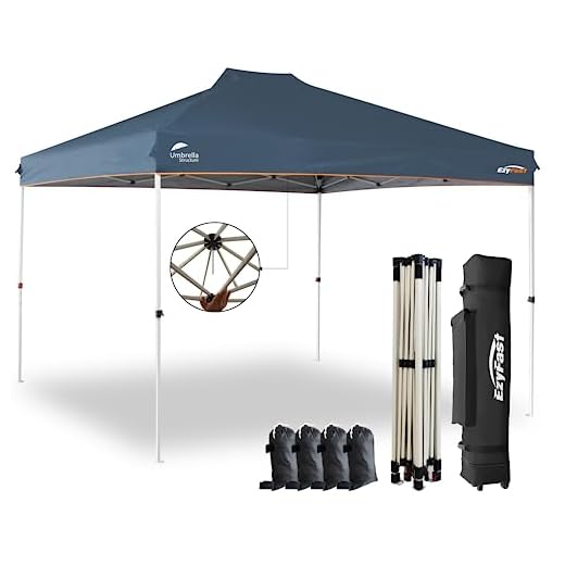 EzyFast Patented Umbrella Structure Instant Beach Canopy Shelter, Portable Straight Leg Pop Up Shade Tent with Wheeled Carry Bag (12'x12', Ensign Blue)