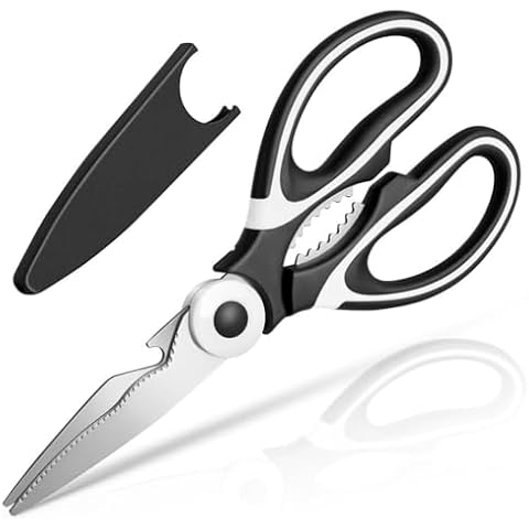 Kitchen Shears - QtoiKce Kitchen Scissors Heavy Duty Stainless Steel Food Shears for Cutting Meat, Fish, Poultry Shears Multipurpose Utility Scissors Cover