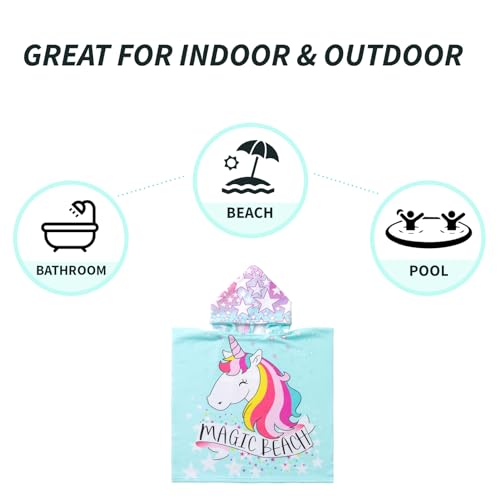 Image of NovForth Kids Beach Towel for Boys Girls, Hooded Bath Towel Wrap, Toddler Pool Towel with Hood