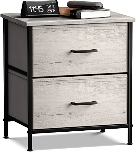Sorbus Nightstand Dresser With 2 Faux Wood Drawers - Bedside Table Chest With Storage Bedroom, Living Room, Closet & Dorm Furniture Lamp Stand - Steel Frame, Wood Top, Easy Pull Fabric Bins #TOP27
