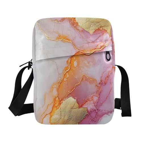 messenger bags crossbody bag men women's crossbody handbags Adjustable Strap for Shopping Shopping- Marble White Pink
