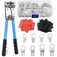 Crimpzange Kabelschuhe 16mm² Crimpzange 6/10/16/25/35/50mm² Mit 120 Stück Kupferringklemmen