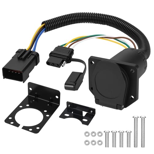 42145 Multi-Tow 7 Way Blade and 4 Way Flat Trailer Wiring Adapter Connector for 2000-2009 Dodge Ram Dakota, 2000-2009 Jeep Grand Cherokee, 2000-2007 Durango 7:4 OE Replacement Harness 56038366AB