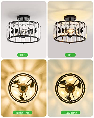 FALBAWR Farmhouse Crystal Semi Flush Mount Chandelier #TOP29