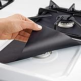 Jeffergarden 6 pcs/Set Coussin de Protection Tapis Brûleur de Cuisinière à Induction Tapis Réutilisable Couvre la Cuisinière Gaz Protecteur en Fibre de Verre Pad Outil de Cuisine Antiadhésif(Noir)