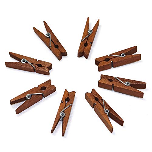 Millennial Essentials Mini Natural Wooden Clothespins, 60Pcs, 1.4 Inch Photo Paper Peg Pin Craft Clips For Scrapbooking, Arts & Crafts, Hanging Photos (60Pc Rustic Brown) #TOP4