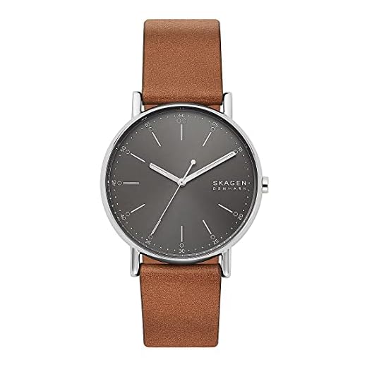 Skagen Signatur reloj para hombre, movimiento de cuarzo con correa de piel o acero inoxidable, Marrón y gris, 40MM