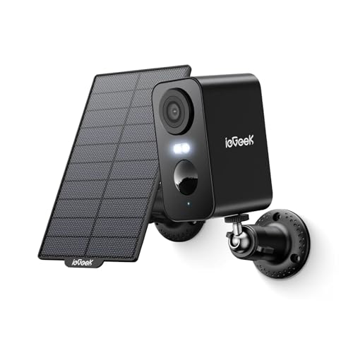 ieGeek 2K Solar Security Camera Outdoor Wireless with Color Night Vision, Battery CCTV Camera Systems, WiFi Outdoor Camera Home Security Camera, Siren Floodlight Alarm,Motion Detection,Work with Alexa