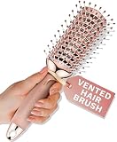Lily England Vented Hair Brush for Blow Drying - Easy Detangling Hairbrush for Women for Fine, Thick, Curly Hair with Non-Slip Gel Handle - Static Free Vent Hair Brushes for Faster Drying, Rose Gold
