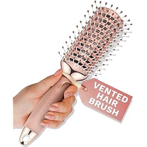 Professional Vented Hair Brush by Lily England – Premium Detangling Hairbrush for Women with Nylon Bristles – Blow Dry Brush for Fine, Thick & Curly Hair with Non-Slip Handle – Rose Gold