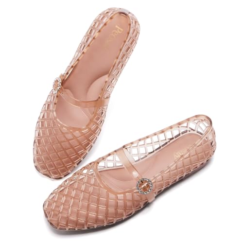 Women's Mary Jane Jelly Flats Sandals - Comfortable Fashion ballerina Shoes by Peosaly - Used condition - Image 2
