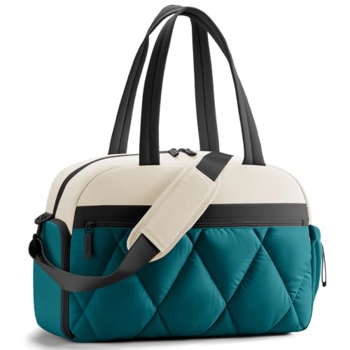 Women's Duffle Gym Bag, Carry-On Shoe Compartment for Weekender Overnight