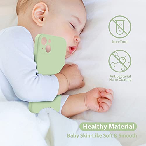 Vooii Compatible With Iphone 14 Case With Screen Protector, Upgraded Liquid Silicone With [Camera Protection] [Soft Anti-Scratch Microfiber Lining] Phone Case For Iphone 14 6.1 Inch - Matcha #TOP6