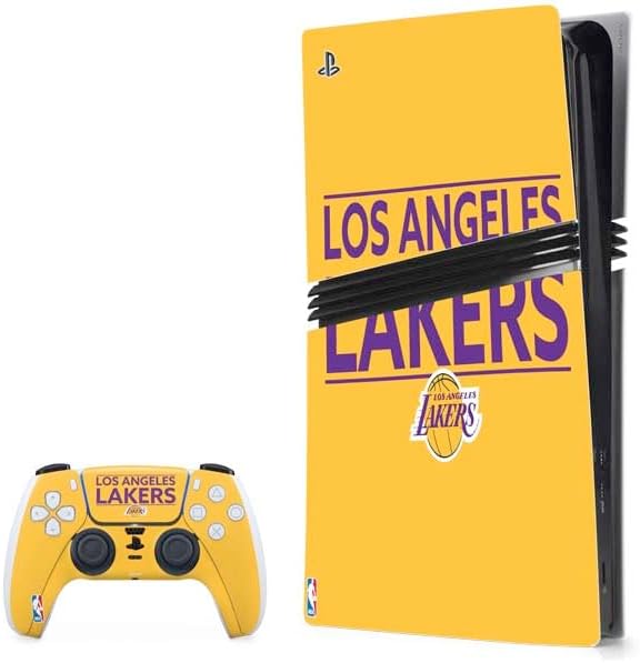 Skinit Decal Gaming Skin Compatible with PS5 Pro Bundle - Officially Licensed NBA Los Angeles Lakers Black Primary Logo Design