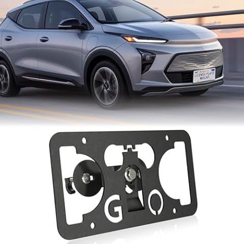Front Bumper License Plate Mount Compatible with Chevy Bolt EV 2017-2023, No Drill Front Grille License Plate Frames License Plate Bracket Holder Mounting Kit Car Accessories Cover