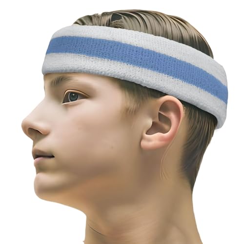 COUVER Sports Headband Sweatbands Terry Cloth Moisture Wicking Sweat Absorbing Head Band - Sky Blue