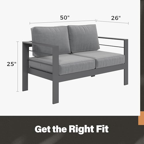 image for Solaste Outdoor Loveseat Aluminum Patio Furniture Sofa, All-Weather Me