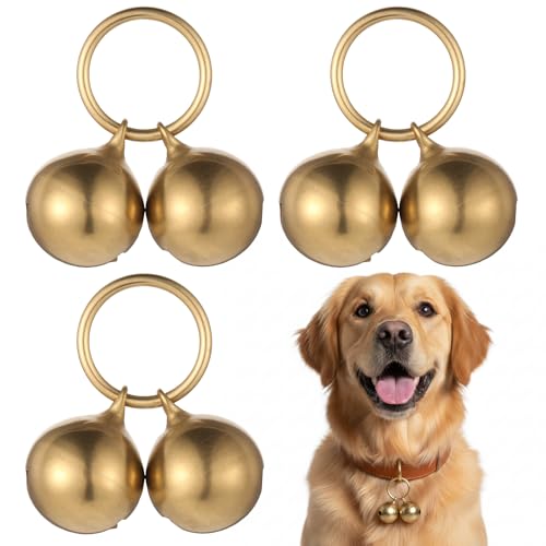 TIESOME 6 Stück Laute Glocken Glocke für Hundehalsband Messing Glöckchen Vintage Hundeglocke für Haustiere Trainieren Heimtürdekoration