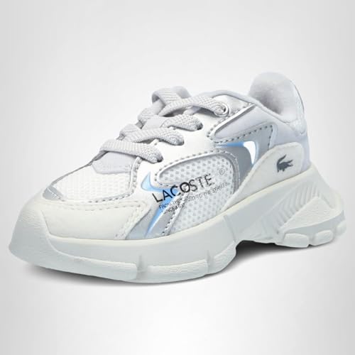 Lacoste Unisex-Child Juniors' L003 Neo Sneaker, Light Grey/Silver, 4.5