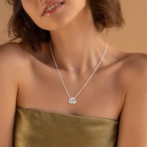 Brtdazg Love Knot Necklace for Women, Dainty Fashion Chain Knot Cute Necklace, 14K Gold Plated Non Tarnish Charm Elegant Jewelry Gift for Women (HK, Silver) by Brtdazg - Used condition - Image 2