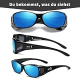DUCO Męskie i damskie okulary przeciwsłoneczne z polaryzacją unisex okulary ochronne dla osób noszących okulary Fit-over 8953, M-czarny, Revo niebieski, m