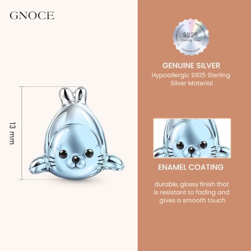Image of GNOCE Ocean World Cute Animal Charm Beads,925 Sterling Silver Dangle Charms Fit Bracelets & Necklace, Hand-Finished Keepsake Travel Jewelry Gift for Women Men BBF