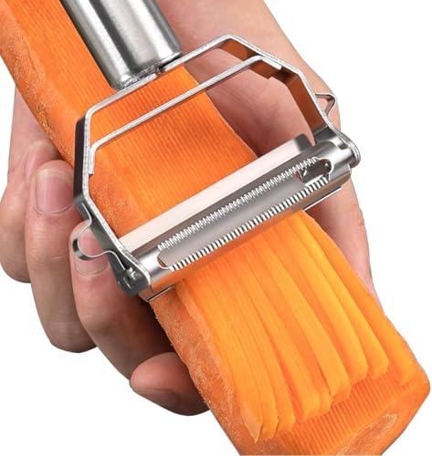 Image of 3 in 1 Vegetable Peeler for Kitchen with Julienne Blade | Fruit Peeler | Potato Peeler | Carrot Peeler | Cucumber Peeler | Eye Remover | Ergonomic Grip | Dishwasher Safe