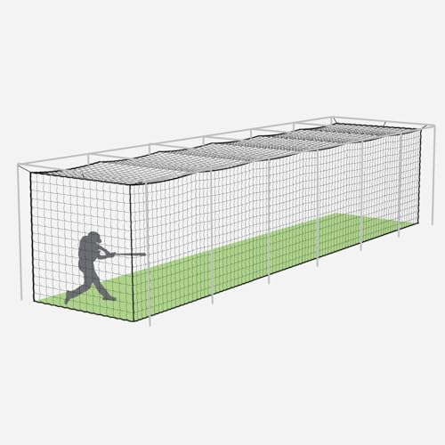 FORTRESS Baseball Batting Cage Nets | Professional Fully Enclosed #36/#42/#62 Grade Heavy Duty HDPP Netting | Two Piece Baseball & Softball Cage Netting (#62, 55x 12 x 12)