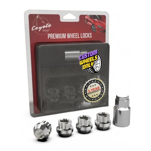 Wheel Accessories Parts 4 Locks + Key M14x1.50 14x1.50 Thread Open End Long 0.83" Long Wheel Lock Chrome Dual Hex Key 13/16" and 3/4" Hex Fits Silverado Sierra 1500 ｜ Ford F150 ｜ RAM 1500
