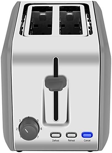 2 Slice Toaster, CUSIBOX Extra Wide Slots Stainless Steel Toaster with 7 Bread Browning Settings, REHEAT/DEFROST/CANCEL Function, 750W Grey