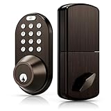 Keyless Entry Keypad Door Lock - Upgraded Smart Electronic Digital Code Deadbolt for Front Doors with Keys, One-Touch Locking, Easy Installation (Oil Rubbed Bronze)