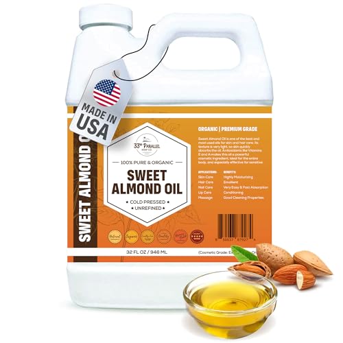ORGANIC SWEET ALMOND OIL (32 oz) Premium Cold Pressed Unrefined
