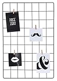 Meinposten. Wandgitter schwarz Metall Memoboard Pinnwand Gitter Fotowand mit Klammern 55x38 cm