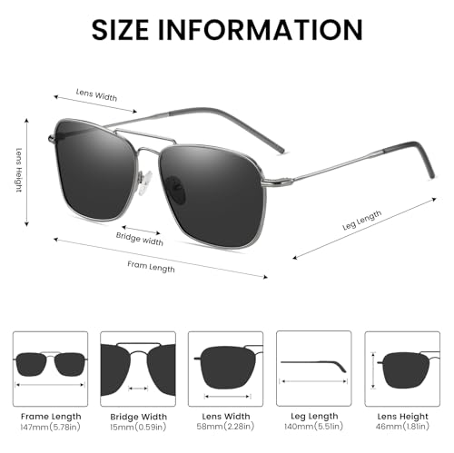 Image of DUCO Reverse Lenses Square Sunglasses for Men Women,Retro Polarized Sun Glasses Classic Shades Double Bridge DC3046