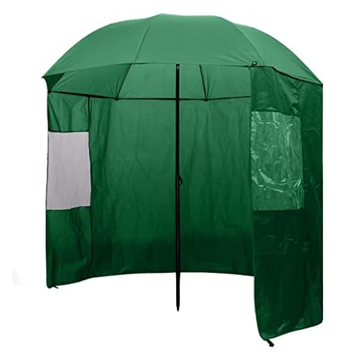 vidaXL Paraguas con Paredes de Pesca Sombrilla con Toldo Lateral para Pescar Refugio de Deporte Verde 240x210 cm Sombrilla con Toldo Lateral