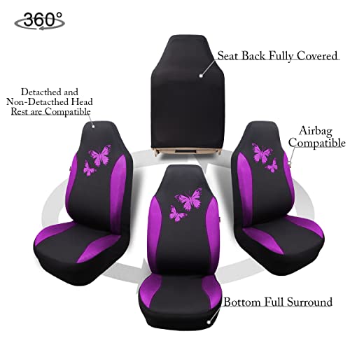 Flying Banner Butterfly car seat Covers ful Set Fashion Universal Lady Woman Female Rear Bench Split Colorized (2 Fronts, Purple) by Flying Banner - Used condition - Image 9