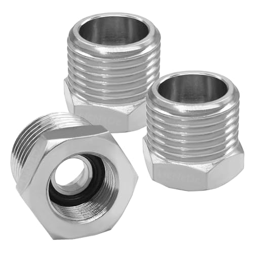 Uenede - Uenede 3PCS Water Line Adapter, 1/2" Male to 3/8" Female Reducer Bushing, Brass Nickel Plating Compression Fitting for Kitchen Bathroom Faucet Supply Line Hose Stop Valve Connector with Rubber Washer