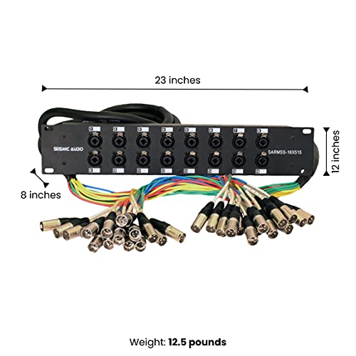Seismic Audio Rack Mount 16 Channel Trs Combo Splitter Snake Cable-5' And 15' Xlr Trunks (Sarmss-16X515) #TOP1