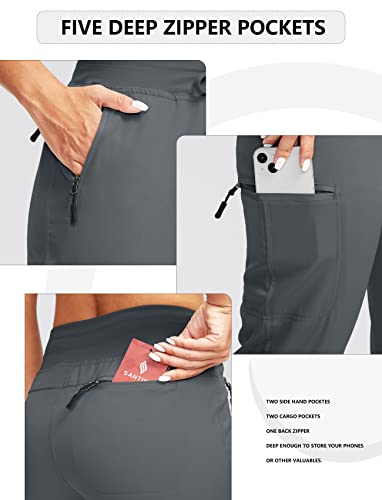 Santiny Women's Hiking Cargo Joggers Pants With 5 Zipper Pockets Lightweight Quick Dry High Waisted Outdoor Travel Pants (Steel Grey_Xxl) #TOP3