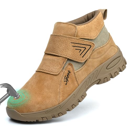 Image of Welding Work Boots for Men Women Slip on Steel Toe Safety Shoes Comfortable Indestructible Work Boots Puncture Proof Lightweight Breathable Construction Shoes