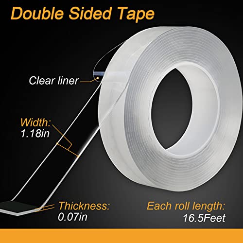 Labelebal Double Sided Tape Heavy Duty, 16.5Ft Double Sided Mounting Tape,Extra Large Reusable Strong Sticky Adhesive Tape For Walls Removable Waterproof (Pack Of 1) #TOP2