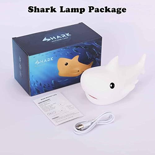 Cute Shark Night Light Kids Room,7 Color Changing LED Portable Touch Lamp for Bedroom, USB Chargeable Silicone Animal Nightlight for Baby Children Nursery Toddler Girl Kawaii Birthday Gift Decor