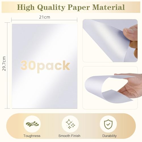 30 Blatt Weißes Schimmerndes Kartonpapier A4 250g/m², Dickes Papier zum Drucken für DIY Basteln,Einladungen,Urkunden, Strukturpapier bedruckbar,Fotokarton,Kartonpapier für Laserdrucker(210x297mm)