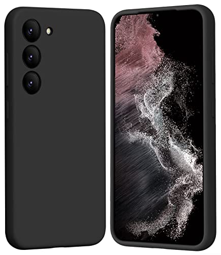 Tisoog Compatible With Samsung Galaxy S23 Case 6.1 Inch-Silicone Full Cover Shockproof Protective Case With Soft Microfiber Lining Support Wireless Charging Phone Case For Samsung S23,Black #TOP2