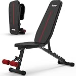 PASYOU Hantelbank Klappbar 9-Fach Verstellbar 90° Grad vertikal Multifunktions Trainingsbank für Ganzkörper-workout Bauchtrainer Schrägbank