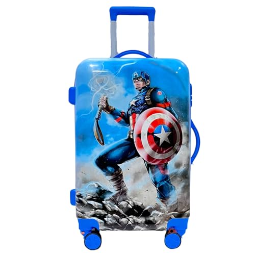 Image of ABS Hard Shell 8 Wheels 24 Inches 360 Degree Rolling Trolley Suitcase for Kids (Luggage-7), Blue, Small