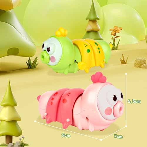 Crawling Baby Toy, Tummy Time Toys, 2 Pack Wind Up Caterpillar Walking Toy for Baby Kids Boys Girls, Preschool Toddler Activities, Birthday Gift for Kids,Easter Christmas Stocking Stuffers Idea