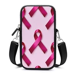 Meaudiwes Women's Small Cell Phone Purses Travel Purse Holder Cellphone Wallet Bag Breast Cancer Ribbons Awareness Pink